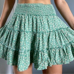 American Eagle Green Floral Skirt